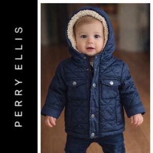 Perry Ellis Blue Quilted Kids Puffer Jacket